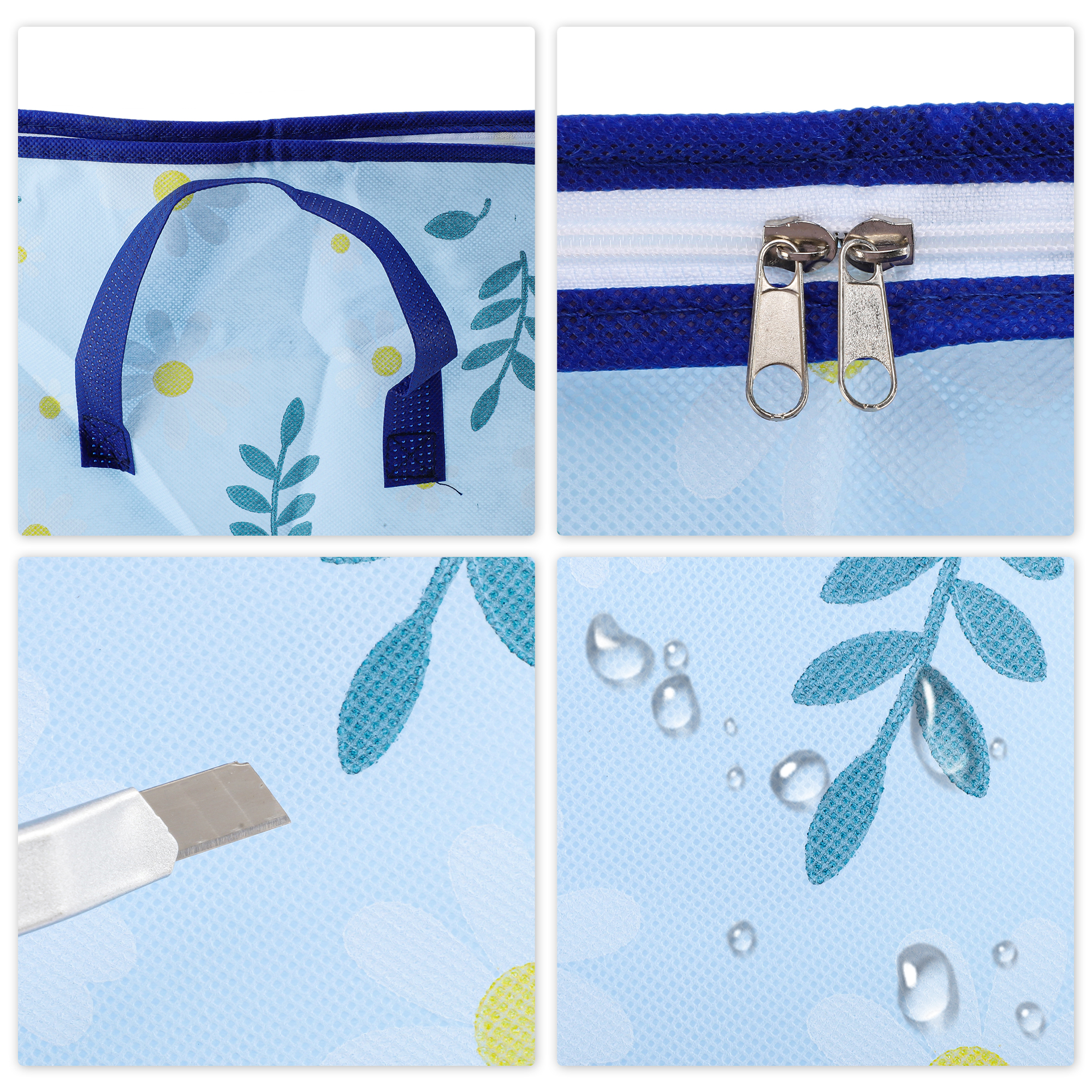 Unique Bargains Daisies Pattern Storage Bag Storage Bins 1 Pc Blue 19.69"x19.69"x27.56"