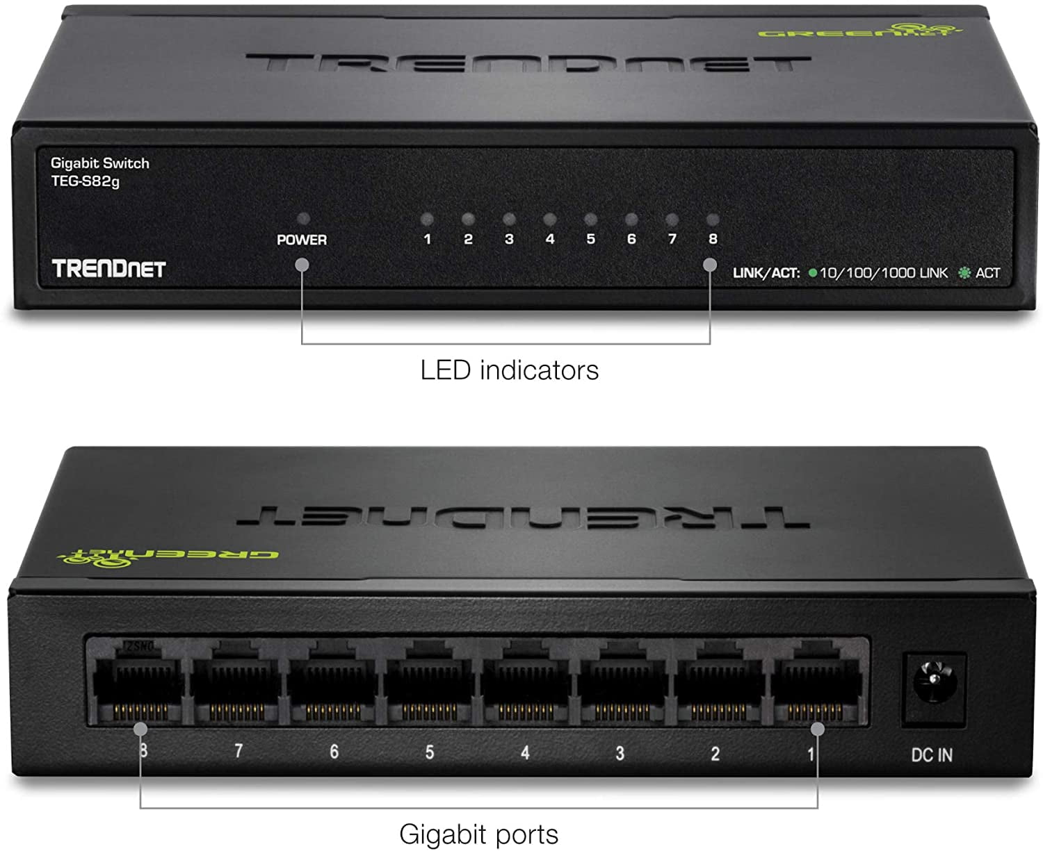 TRENDnet TEG-S82g, 8-Port Gigabit GREENnet Switch