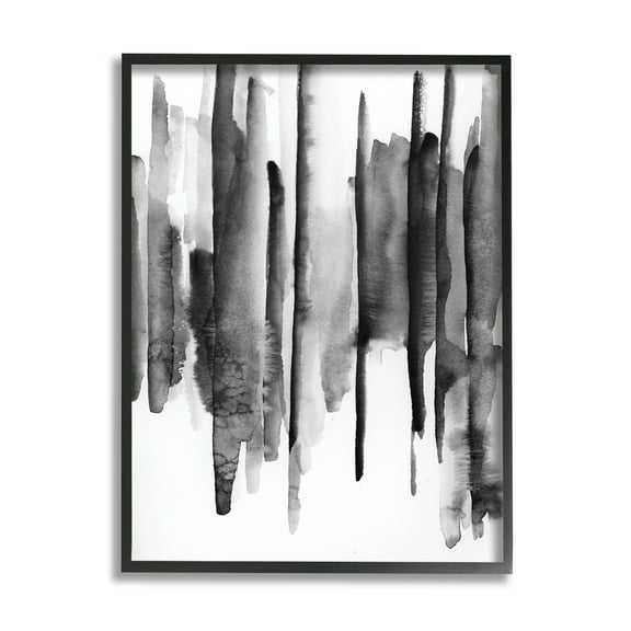 Stupell Indtries Vertical Black Ink Strokes Abstract Watercolor Over White,16 x 20,Design by VDK Atelier