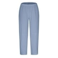 thumbnail image 3 of HomeGardon Linen Pants Women,Pants for Women,Women's Spring and Color Elastic Waist Cotton Leggings Casual Pants,S-XXXXL, 3 of 5
