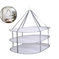 thumbnail image 1 of 3-Tier Folding Mesh Clothes Drying Rack, Hanging Sweater Dryer for Laundry, Large Foldable Flat Dry Hanger, Portable Mesh Clothes Drying Net for Delicate Garments, 1 of 6