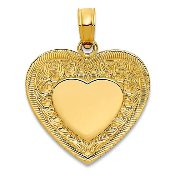 14k Yellow Gold Polished Not engraveable Love Heart Pendant Necklace 16.1x21.4mm Pendant for Women