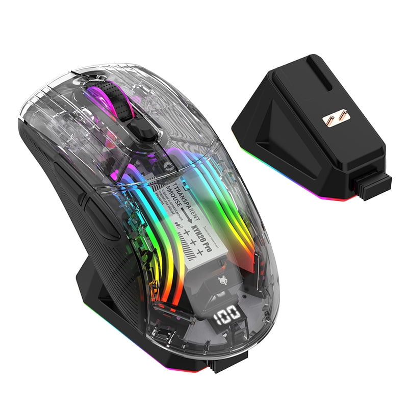 Transparent RGB Gaming Mouse Bluetooth Wireless Wired Digital Display Type-C Rechargeable Mute Computer PC Gamer Mause