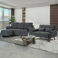 thumbnail image 2 of 79" Convertible Sectional Sofa Set, Small L Shaped 3-Seat Couch with Reversible Chaise and Accent Chair, Modern Linen Sofas Couches for Living Room, Dark Grey, 2 of 7