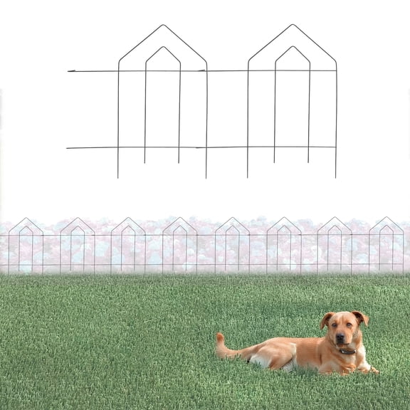 Glamos Wire Folding Picket Top Fence, 20 in H x 57 ft L, Metal Garden Yard Panel