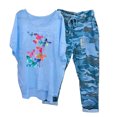 thumbnail image 1 of Ensembles Assortis pour Femmes Imprimé Col Rond Manches Mi-Longues Chandail + Pantalon Ensemble 2 Pcs Été en Solde, 1 of 6