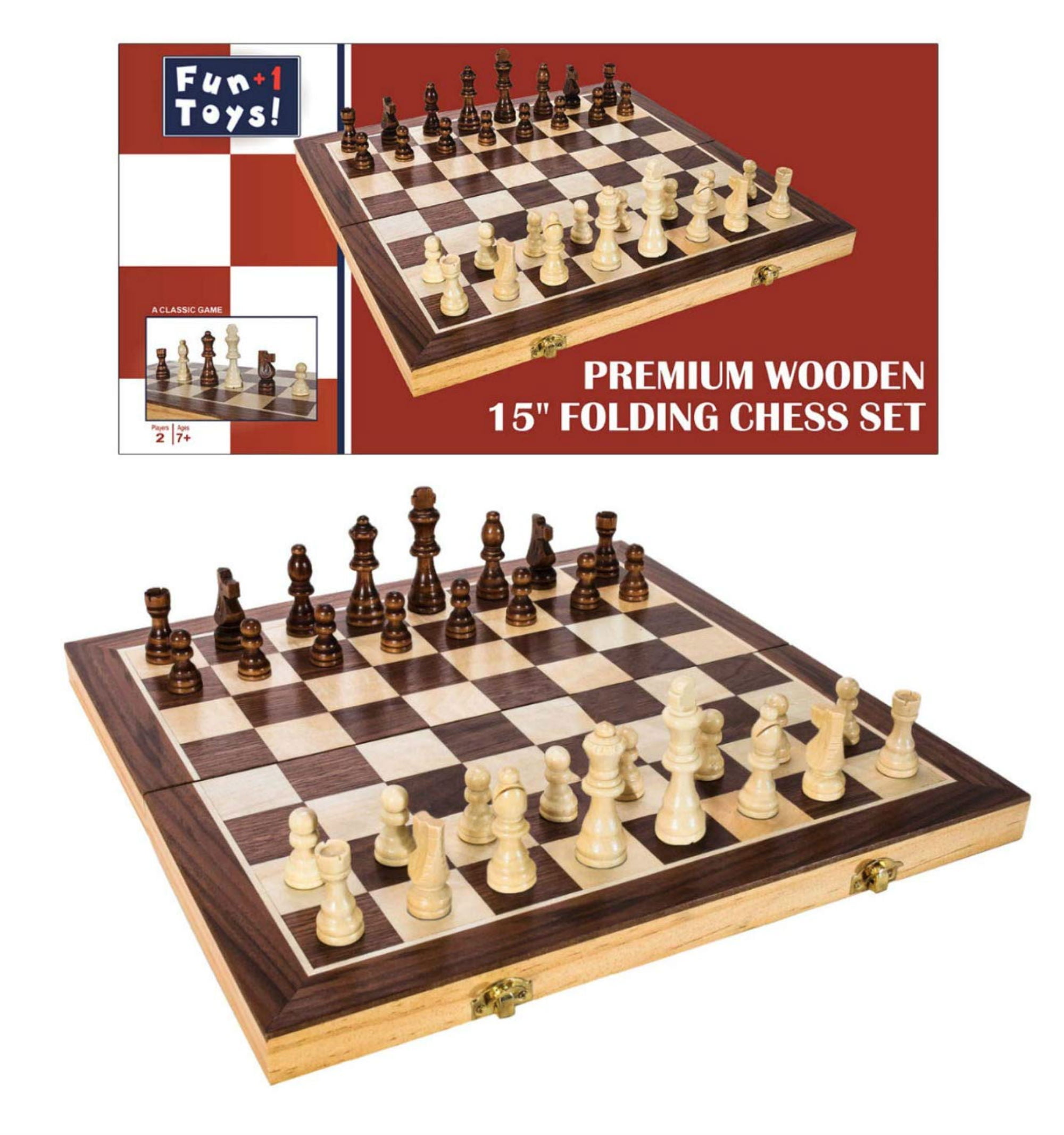 15 Inches Wooden Folding Travel Chess Board Game Magnetic Wooden Chess Set 