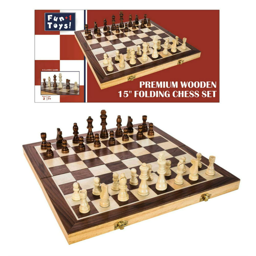 FUN+1 TOYS! Classic Wooden Chess Set Wooden Chess Board