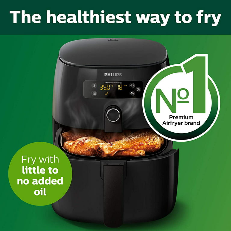 Philips Premium Digital Airfryer with Fat Removal Technology + Recipe  Cookbook, 3 qt, Black, HD9741/99 