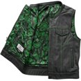 thumbnail image 4 of First Mfg Co - The Cut - Men's Motorcycle Biker Riding Black Green Leather Vest - Extra Large, 4 of 5