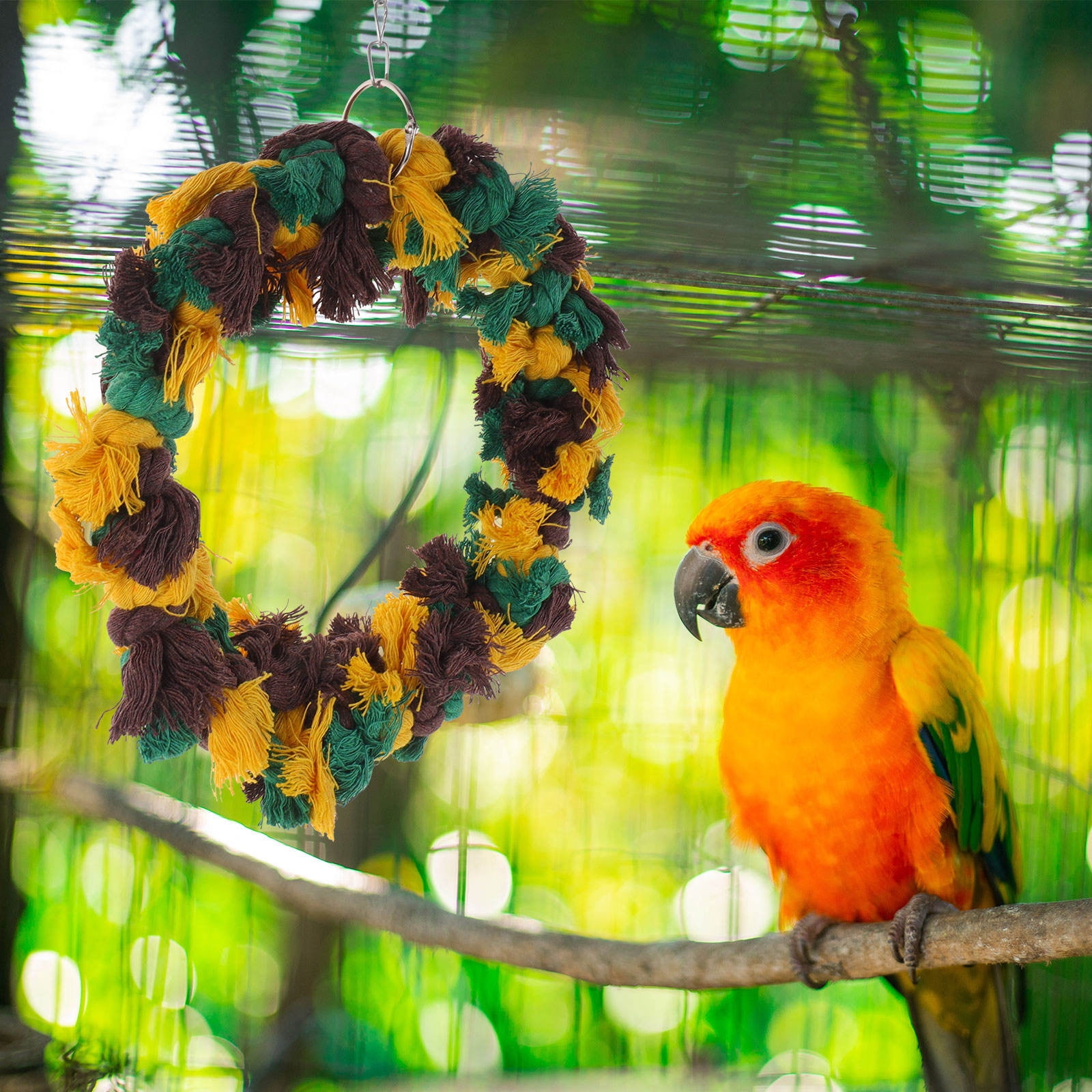 OFFIGAM Bird Chewing Toy for Parrots, 1PC Cotton Rope for Indoor Exercise and Entertainment