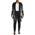 thumbnail image 3 of What's Next Women's and Women's Plus Striped Flyaway Cardigan Sweater, Midweight, Sizes XS-4X, 3 of 5