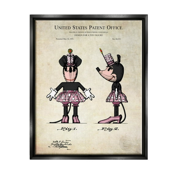 Stupell Industries Mouse Character Figure Diagram Graphic Art Jet Black Floating Framed Canvas Print Wall Art, Design by Karl Hronek