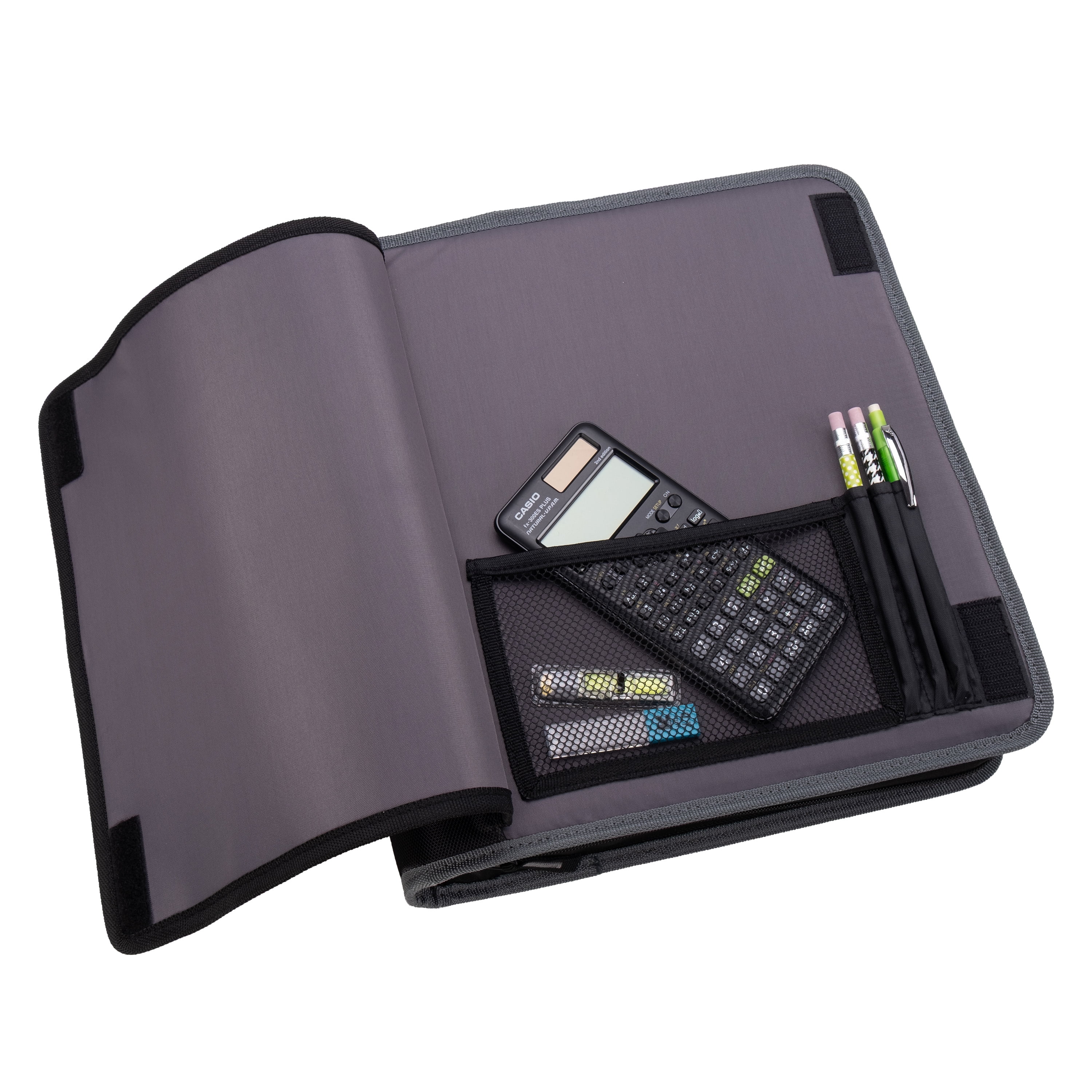 Pen+Gear 2" Round-Ring Zipper Binder, Black and Gray