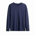 thumbnail image 4 of COSFO Cotton Tshirts Shirts for Men Long Sleeve Solid Casual Tops Comfy Loose V Neck Pullover Men Classic T-Shirt, 4 of 4