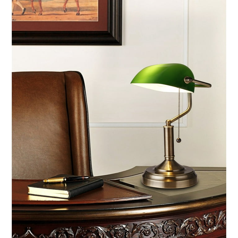  TORCHSTAR Green Glass Bankers Desk Lamp, UL Listed