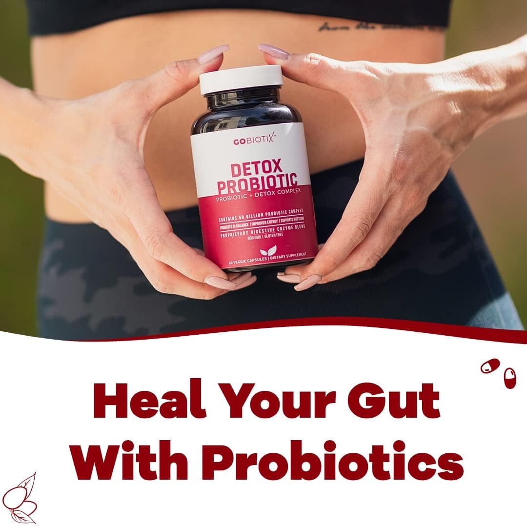 GoBiotix Detox Probiotic Cleanser with Digestive Enzymes for Gut Health, Detox Cleanse & Liver Support, 60 Ct