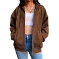 thumbnail image 1 of Women's Hoodie Sweatshirt Zip Up Oversized Casual Long Sleeve Coat 90s Vintage Zip Up Jacket TracksuitSmall, 1 of 4