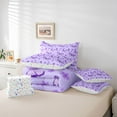 thumbnail image 5 of Homewish Dreamy Purple Butterfly Bedding Comforter Set 7pcs for Kids, Kawaii Cartoon Animal Queen Bedding Sets, Blossoms Flower Reversible Queen Sheet Sets, Breathable Home Decor, 5 of 7