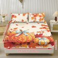thumbnail image 2 of Qpednta Autumn Pumpkin Fitted Sheet Set, Easy Care Lightweight 3 Pieces Fitted Sheet Set with 2 Pillowcases, Wrinkle‑Free Elastic Band Bedding Cover Set for Guest Room Dormitory, 2 of 7
