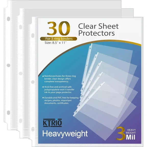 Fyna -Heavyweight Sheet Protectors 8.5 X 11 " 3 Mil Clear Page Protectors For 3 Ring