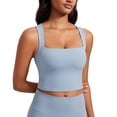 thumbnail image 1 of Top Corto Deportivo CRZ YOGA Butterluxe con Escote Cuadrado Azul Talla L, 1 of 5