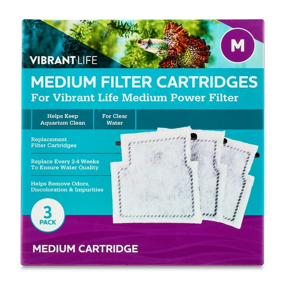Vibrant Life Medium Filter Cartridge for Freshwater and Saltwater 5- to 10-Gallon Aquariums, 3 Count