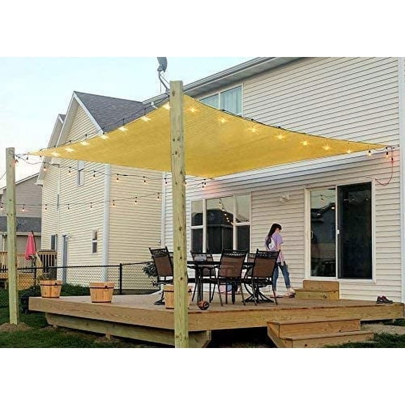 Recle Sun Shade Sail Canopy, 6' x 8' Shade Cloth Outdoor Cover - Sunshade Fabric Awning Shelter for Pergola Backyard Garden Carport (Sand)