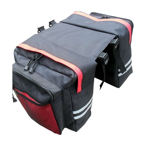 IFRINID Alforjas para Sillín de Bicicleta, Bolsas Traseras de Doble Cara con Soporte Ajustable Hooks, Ribete Reflectante, Gran Almacenamiento para Bicicletas de Montaña, de Carretera y Eléctricas