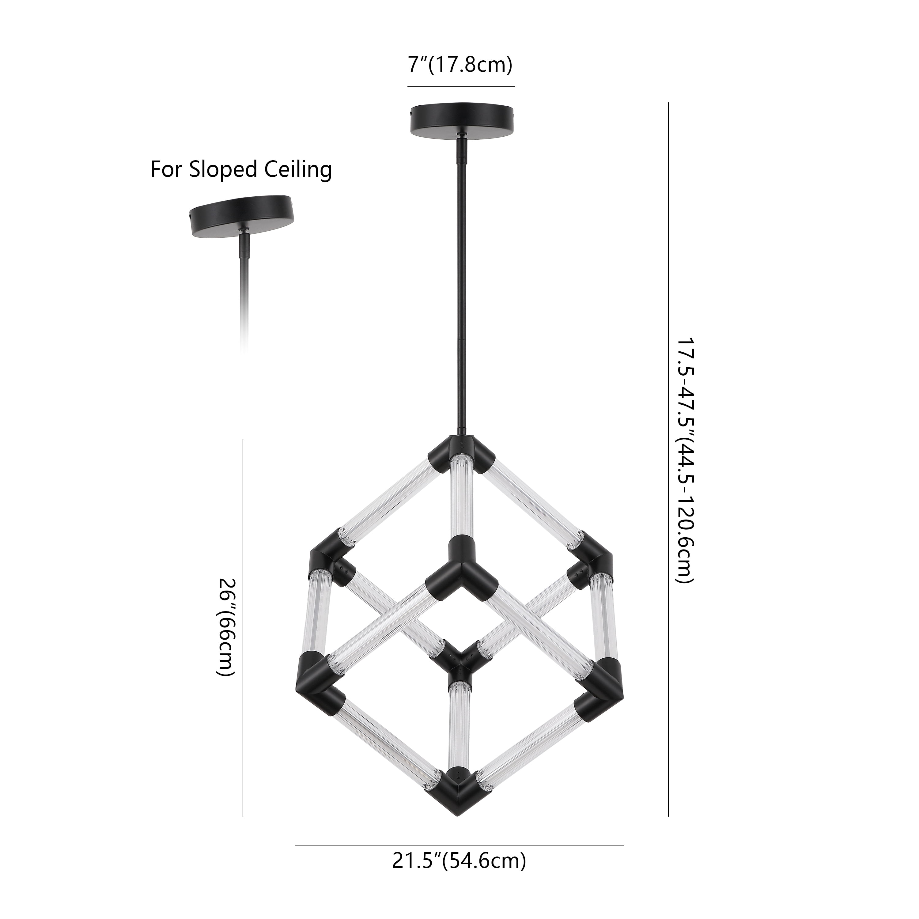 Safavieh Couture Sheila Acrylic Cube Pendant Light, Black/Clear