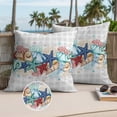 thumbnail image 3 of Summer Starfish Outdoor Pillow Covers 20x20 Set of 2,Waterproof Patio Throw Pillowcase Protectors,Blue Coral Beach Couch Coastal Grey Plaid Decorative Pillow Shams Cushion Covers for Seat Bed Couch, 3 of 8