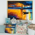 thumbnail image 2 of Little Boat By Lighthouse During Evening Glow 40 in x 30 in Framed Painting Canvas Art Print, by Designart, 2 of 5