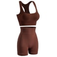 thumbnail image 4 of Shrysg Women's 2 Piece Sets Wireless Push Up Sports Yoga Bra with High Waist Booty Scrunch Biker Shorts Set for Gym Coffee, 4 of 8