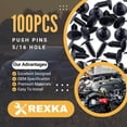 thumbnail image 2 of Rexka 100pcs Fender Bumper Shield Fender Liner Push Pin Retainer Clips 6030441 for Jeep Dodge Ram Chrysler, 2 of 8