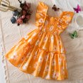 thumbnail image 2 of Rovga Easter Dresses For Toddler Girls 3-4 Years Sleeveless Round Neck Dresses Solid Color Floral Prints Sundress Relax Fit Daily Wear Orange, 2 of 9