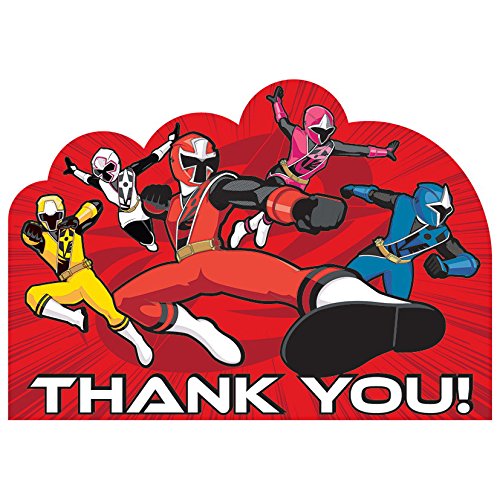 8 Birthday Party Supplies Cards Power Rangers Dino Charge Thank