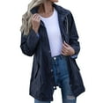 thumbnail image 2 of Pyhlmscde Women's Long Trench Lined Windbreaker Travel Jacket, Fall Coats, Fleece Jacket Women, Womens Tops, 2 of 5