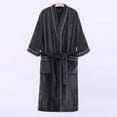 thumbnail image 7 of WRKEKC Bathrobe for Women Coral Fleece Solid Bathrobe with Collar Pockets Belt Long Loungewear Sleepwear Set Soft, 7 of 7