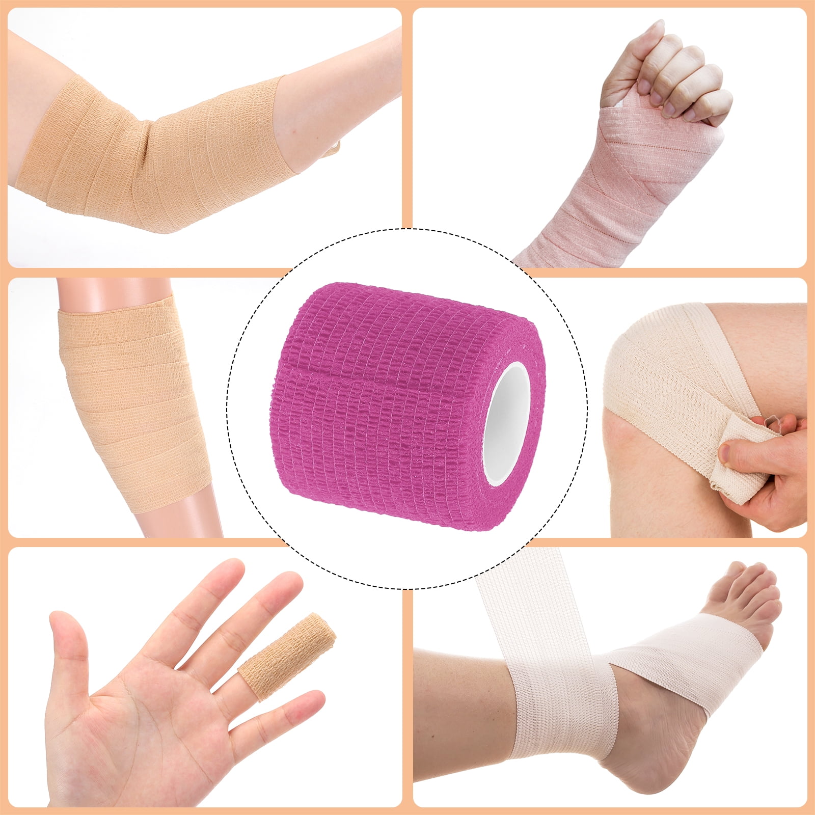 12 Rolls Adhesive Elastic Tape Elastic Bandage,2" x 5 Yards Wrap Stretch Wrist Knee Tape,Dark Pink