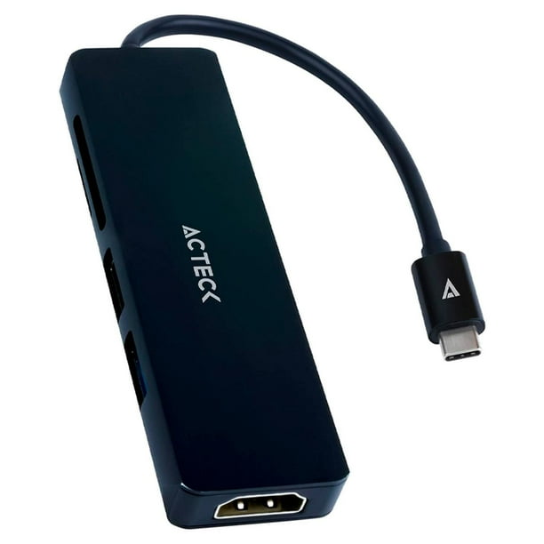 HUB Acteck GATE 5 DH640 Multipuerto 5 en 1 USB-C HDMI 4K SD 2.0 Negro AC-934633