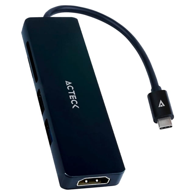HUB Acteck GATE 5 DH640 Multipuerto 5 en 1 USB-C HDMI 4K SD 2.0 Negro AC-934633