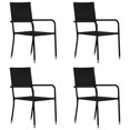 thumbnail image 1 of vidaXL Garden Dining Chairs 4 pcs Stackable Black Poly Rattan, 1 of 4