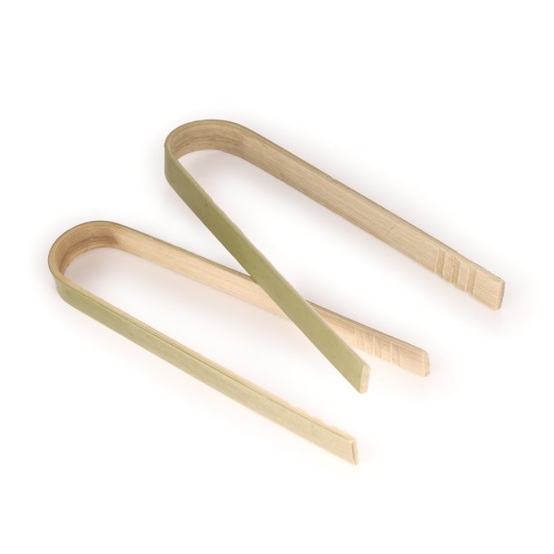 BambooMN 6.3" Mini Bamboo Wood Disposable Tongs Toast Tongs 100