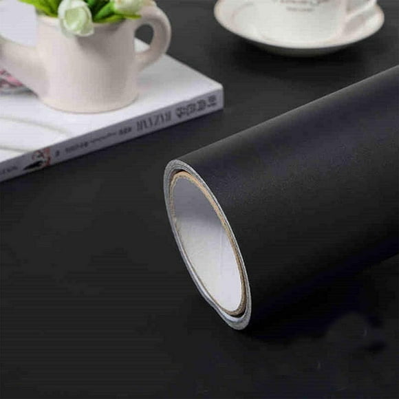 Black Self Adhesive Wallpaper Removable Peel and Stick Self Adhesive Film Stick Paper Easy to Apply Peel and Stick Wallpaper Stick Wallpaper Shelf Liner Table and Door Reform(15.7" x118")