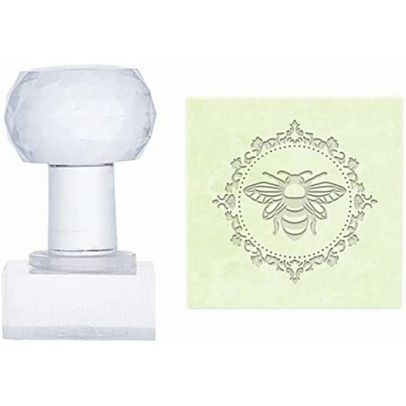 1pc Bee Acrylic Stamp Animal Soap Embossing Stamp Soap Stamp with Handle Round Soap Chapter Imprint Stamp