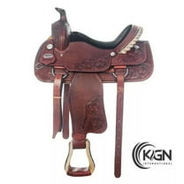 KGN International Leather Barrel Racing Saddle, Brown