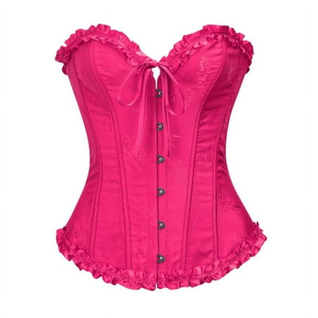 Povozer Corset Tops for Women  Bustier Shapewear Lingerie  Lace Waist Push up Bodysuit(RD3 XXL)