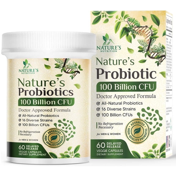 Probiotics 100 Billion CFU - 16 Premium Strains Prebiotics - Best Probiotic Supplement for Women & Men - Supports Immune & Digestive Health & Occasional Constipation - Bottled in USA - 60 Capsules