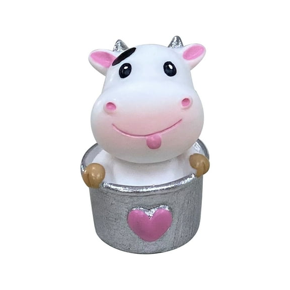 Miniature Milk Cow Statue Cute Resin Mini Animal Cow Model Garden Car Office Home Decoration Creative Gift Type 3