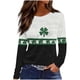 thumbnail image 1 of Camiseta Suelta de Cuello Redondo de Impresión Del Día de San Patricio Casual de Manga Larga de las Mujeres para el Uso Diario de Primavera Verano, 1 of 8